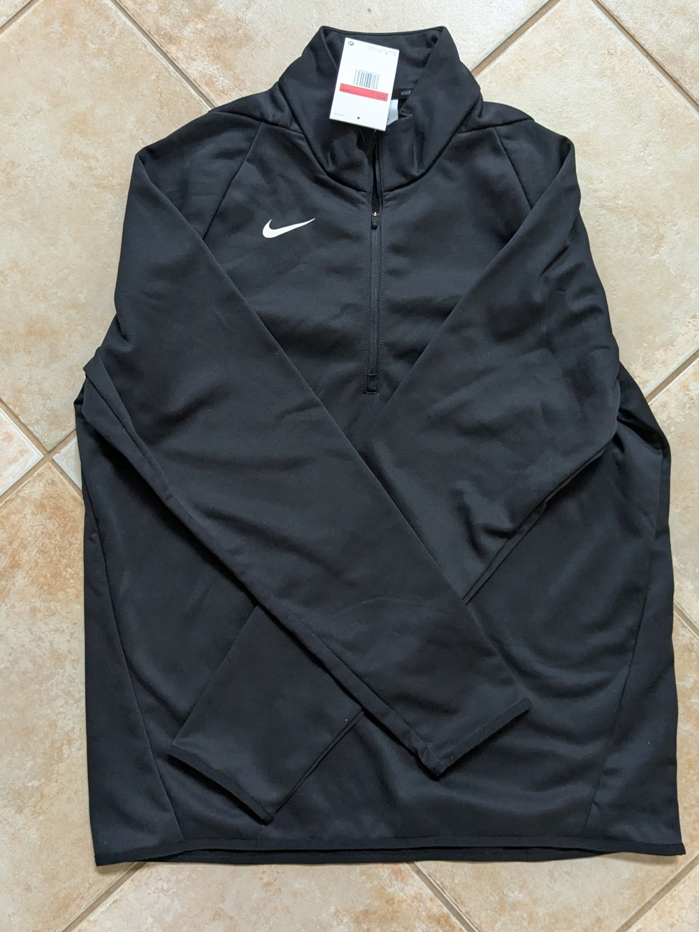 Nike Black Quarter-Zip Pullover with White Swoosh